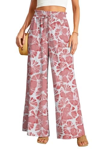 JINKESI Women's High-Waist Wide Leg Loose Pants with Adjustable Ties