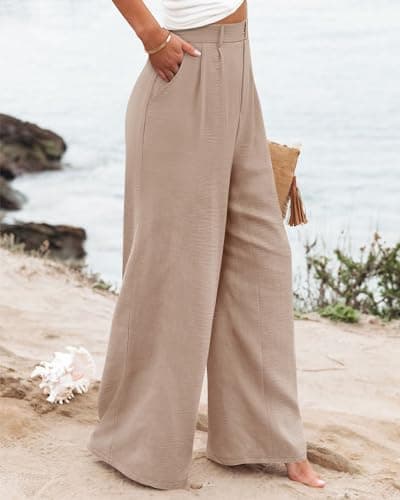 Angerella Women's High-Elastic Back-Waisted Wide Leg Pants