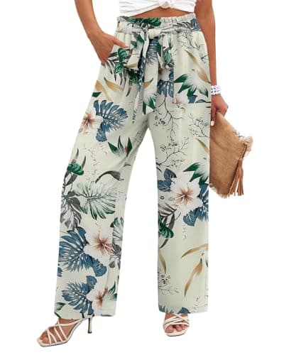 Flowy Women's Wide Leg Pants with Elastic Waist and Pockets, Ideal for Business or Casual Wear