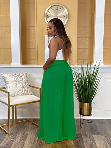 Miiyana Plus Size High Waisted Wide Leg Palazzo Trousers
