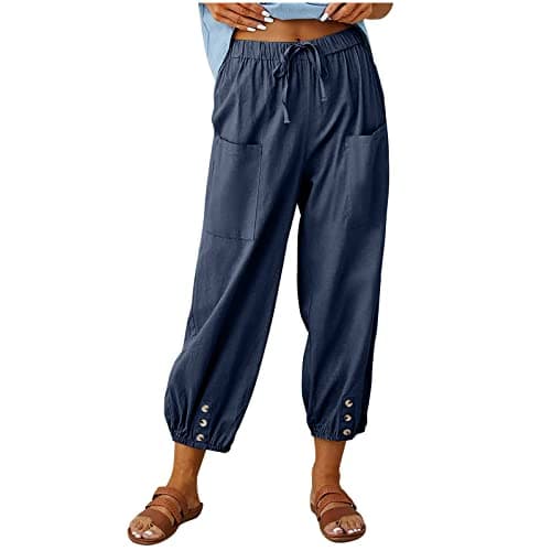 Itsame High Waist Cotton Linen Pants for Women