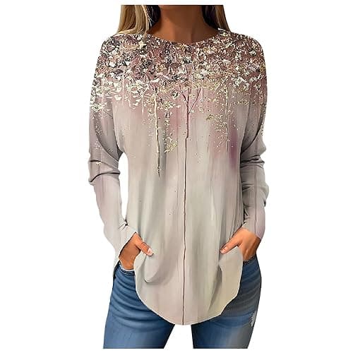 Shusuen 2024 Casual Crewneck Printed Tops for Women