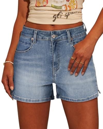 CHICZONE Women's Ripped Mid-High Waisted Denim Shorts
