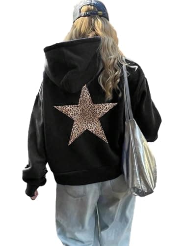 Cheetah Star Print Hoodie Sweatshirt for Women