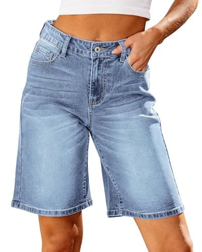 Luvamia High-Waisted Bermuda Jean Shorts for Women