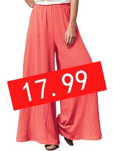 Hisanny Plus Size Wide Leg Linen Pants with Pockets L 5XL