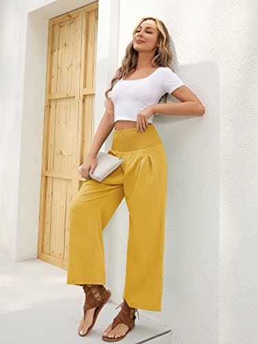 QIANXIZHAN Women's Cropped Wide Leg Palazzo Pants