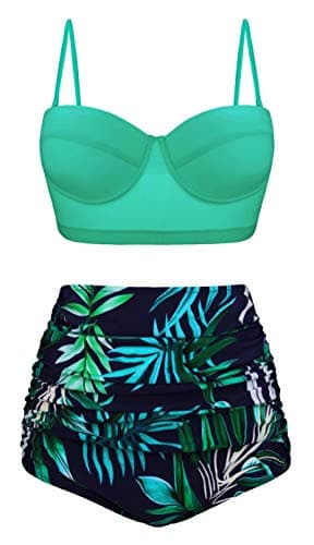 Vintage Polka Dot High Waisted Bikini Set for Women