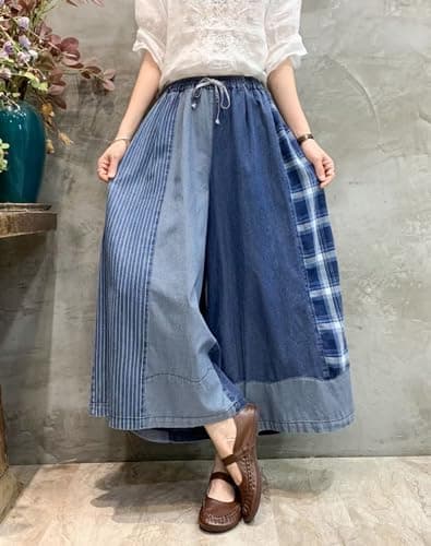 HaoMay Women's Loose Fit Elastic Waist Wide Leg Palazzo Pants Culottes