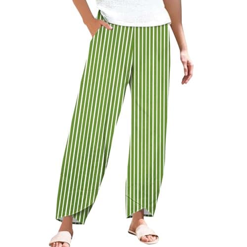 Casual Women's Cotton Linen Capri Pants with Pockets