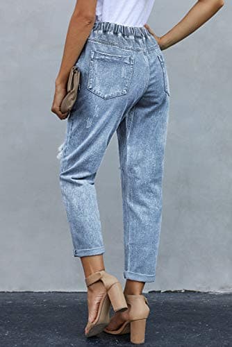 Metietila Women’s Casual Distressed Stretch Jean Denim Pants