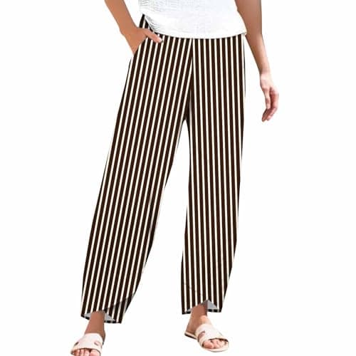 Casual Women's Cotton Linen Capri Pants with Pockets