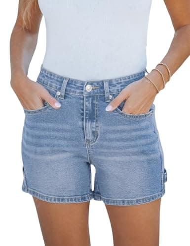 FEKOAFE 2025 Women's Summer Mid/High-Waisted Ripped Denim Shorts