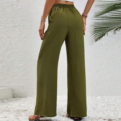 Yxzogd High-Waisted Loose Flowy Palazzo Pants for Women Summer Business Casual