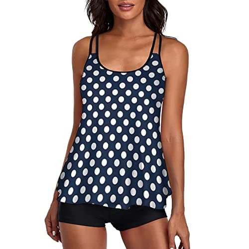 LCMTWX Women's Solid Color Two-Piece Split Swimsuit Tank Top and Shorts