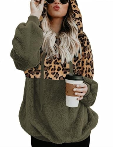 Romanstii Women's Casual Double Fuzzy Sweatshirt Hoodie Outwear S-XXL