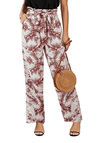 SySea Women's High Waisted Leopard Print Belted Palazzo Pants with Pockets