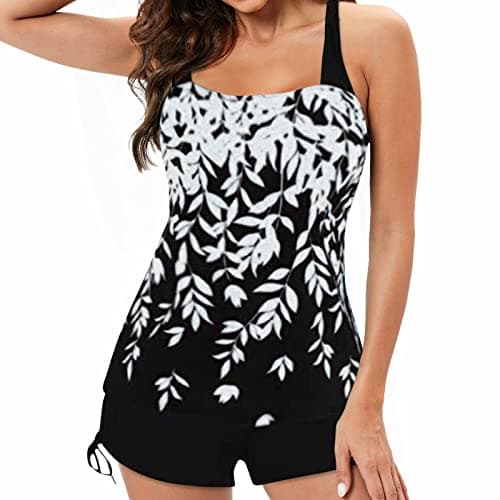 LCMW Women's Flowy Control Top Bikini with Boyshorts