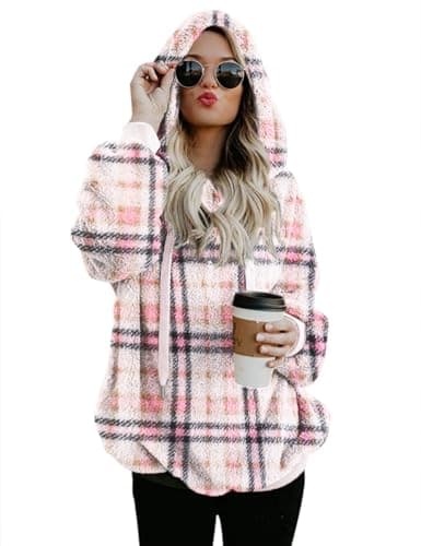Romanstii Women's Casual Double Fuzzy Sweatshirt Hoodie Outwear S-XXL