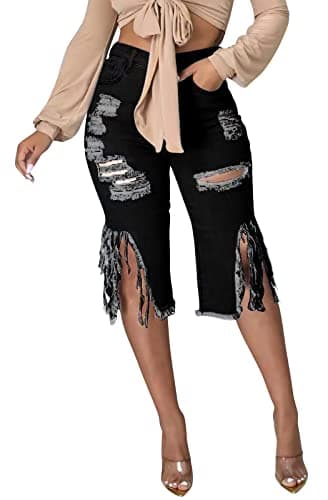 BestGirl Women's Mid Rise Ripped Denim Distressed Short Jeans