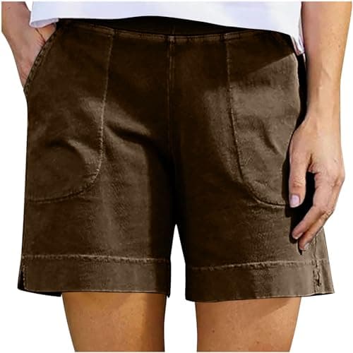 Sktremeuru Women's Casual Elastic Waist Linen Shorts Light and Loose FitSummer Beach Pants with Pocket