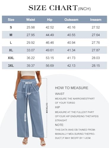 Angerella Women's Wide Leg Adjustable Waist Casual Trousers