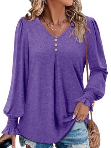 Angerella Comfortable V-Neck Long Sleeve Shirts for Women