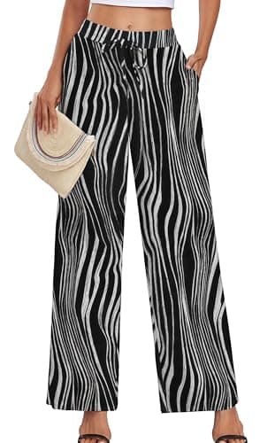 YVH Women's Casual Loose Fit Palazzo Pants with Pockets Elastic Waist