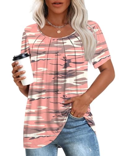 Anymeet Women's Summer Pleated Tunic Shirts M-3XL