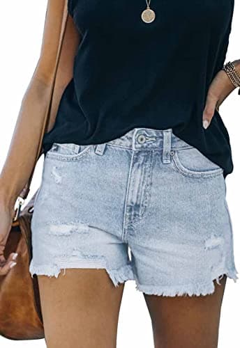 Metietila Women's Casual High Waisted Denim Shorts