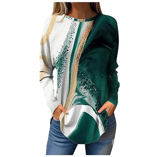 Shusuen 2024 Casual Crewneck Printed Tops for Women
