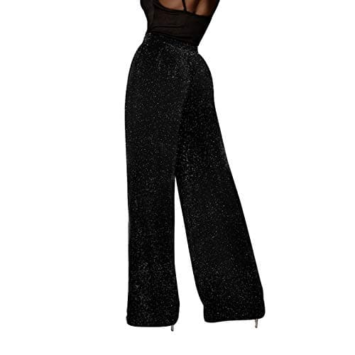 GUOLEZEEV Women's High Elastic Waist Wide Leg Palazzo Casual Trouser