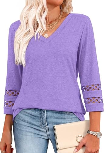 XIEERDUO Women's Trendy V-Neck Casual Tops Summer Clothes