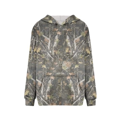 GOFULY Women's Oversized Camo Hoodie with Maple Leaf Print