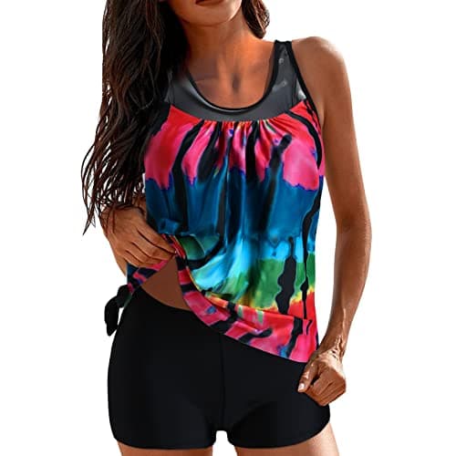 LCMW Women's Flowy Control Top Bikini with Boyshorts