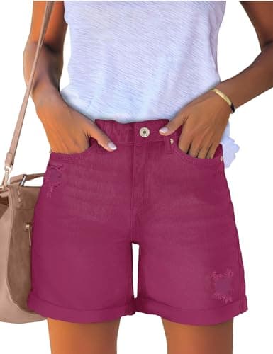 Luvamia Women's High Rise Ripped Denim Shorts