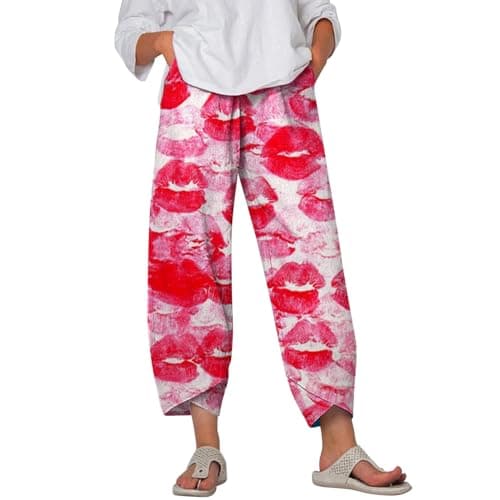 Casual Women's Cotton Linen Capri Pants with Pockets