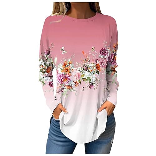 Shusuen 2024 Casual Crewneck Printed Tops for Women