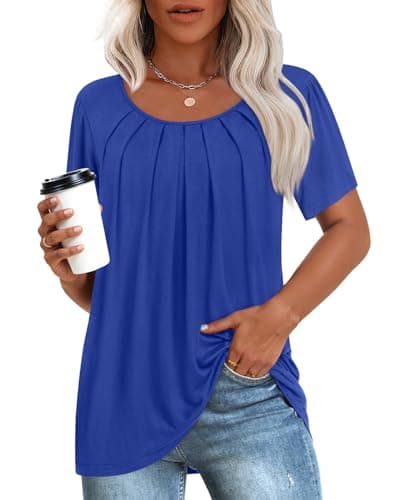Anymeet Women's Summer Pleated Tunic Shirts M-3XL