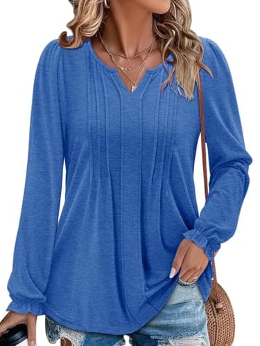 Angerella Comfortable V-Neck Long Sleeve Shirts for Women