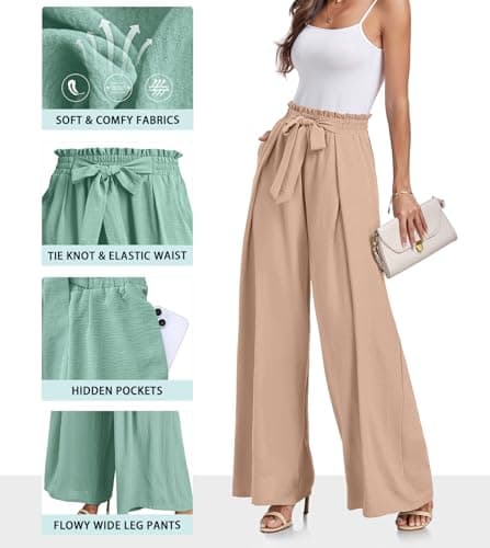 Lepunuo High Waisted Wide Leg Palazzo Pants for Women with Pockets