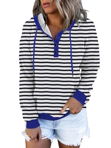 Women's Button Down Hooded Sweatshirts with Pockets
