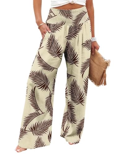 Angerella Women's Elastic High-Waisted Palazzo Pants with Pockets