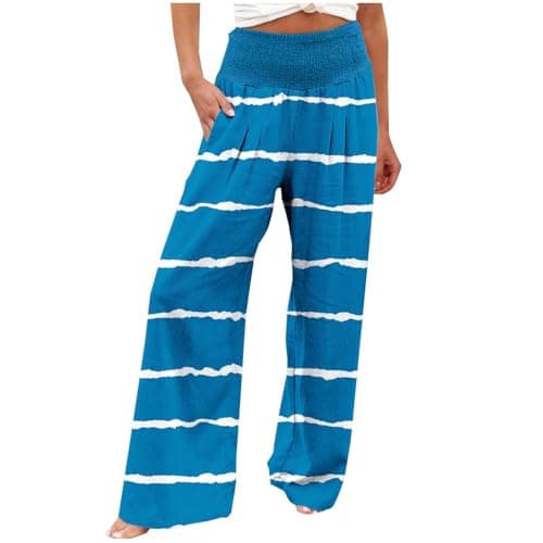 Yxzogd Striped High-Waisted Wide Leg Palazzo Pants for Women