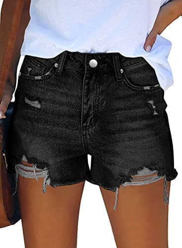 CHICZONE Women's Ripped Mid-High Waisted Denim Shorts