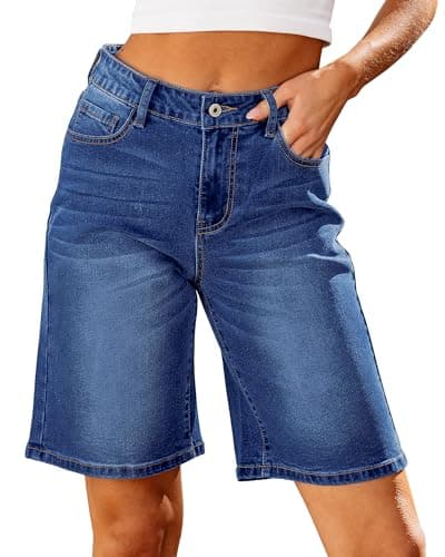 Luvamia High-Waisted Bermuda Jean Shorts for Women