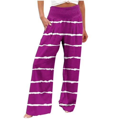 Yxzogd Striped High-Waisted Wide Leg Palazzo Pants for Women