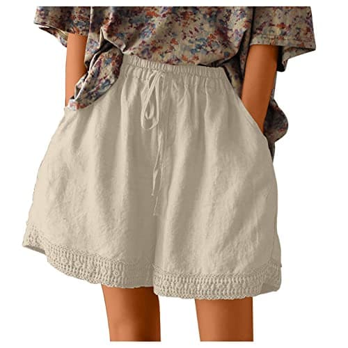 Yxzogd Women's Stretch Linen Bermuda Shorts for Summer Casual Wear
