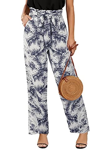 SySea Women's High Waisted Leopard Print Belted Palazzo Pants with Pockets