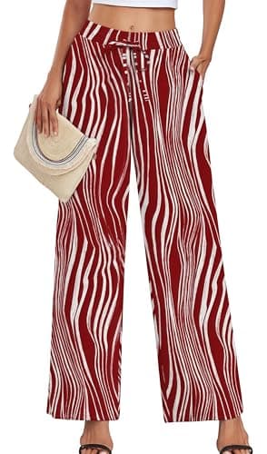 YVH Women's Casual Loose Fit Palazzo Pants with Pockets Elastic Waist